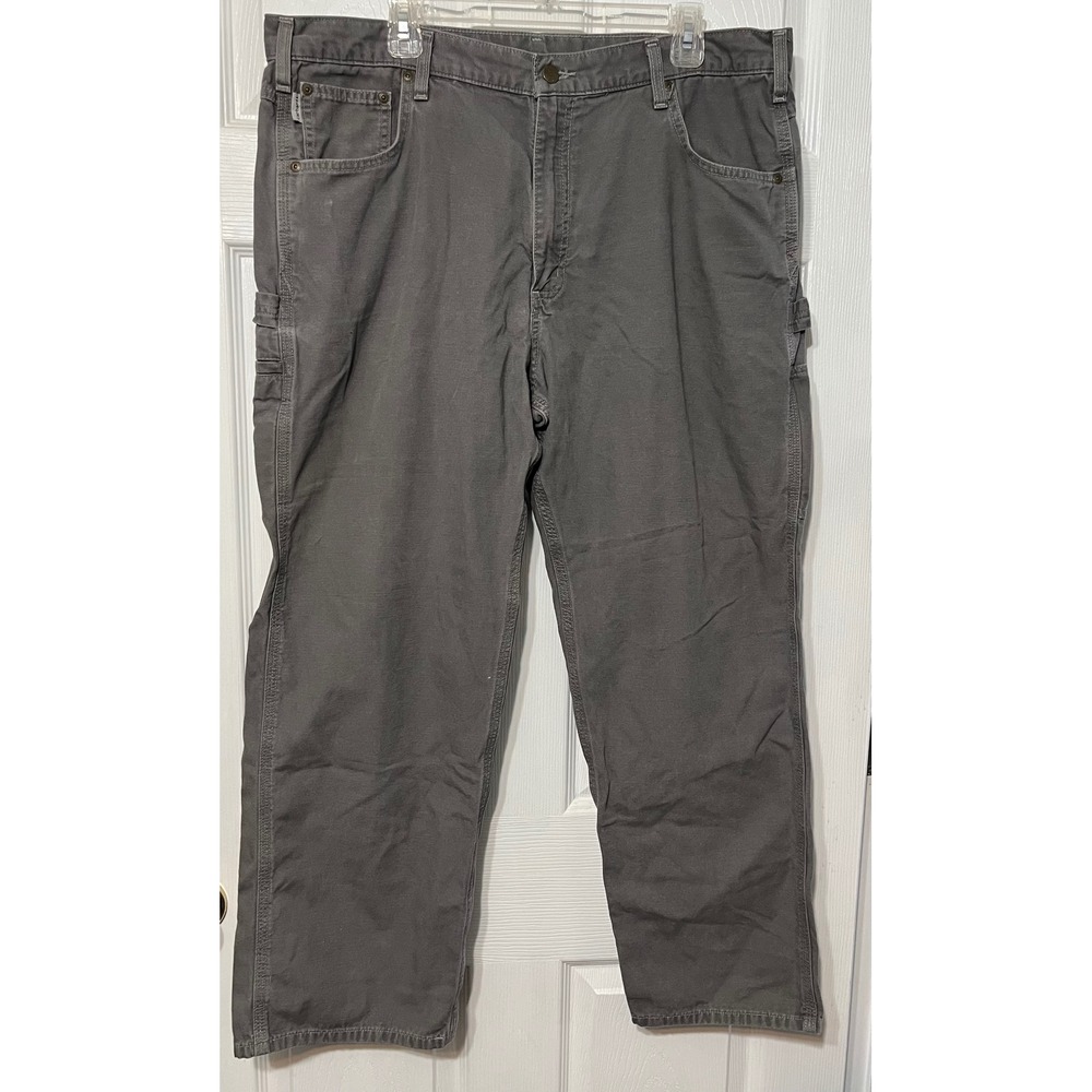 Carhartt Mens Gray Loose Fit‎ Canvas Carpenter Pants Size 40x30 (40x29) Workwear
